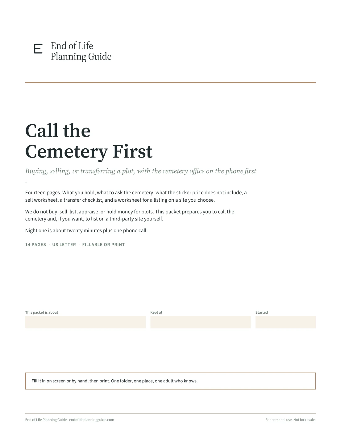 Call the Cemetery First, cover